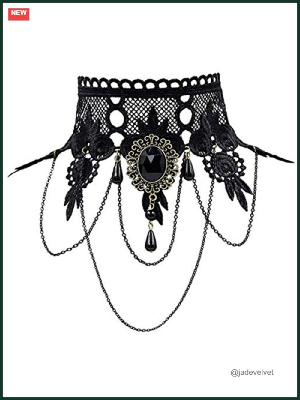 Halloween Choker Necklace Lace Rhinestone Adjustable Costume Jewelry Women